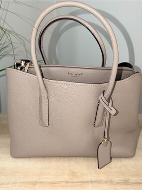 Kate Spade (AUTHENTIC) Taupe Pebbled Leather Top-Handle Satchel